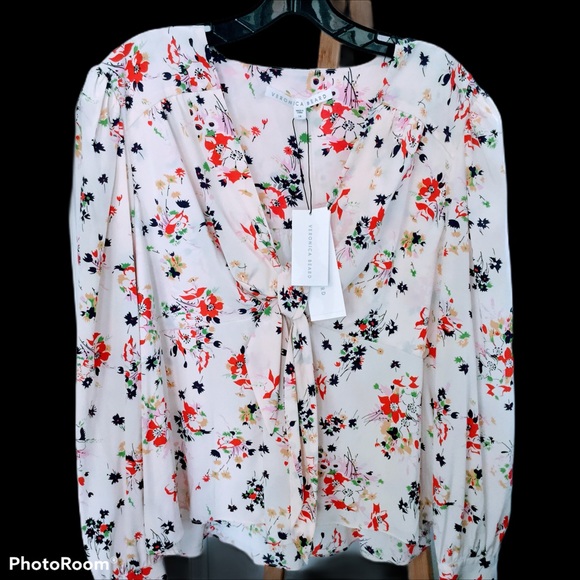 Veronica Beard Stretch Silk Payton Blouse Size 14 - Picture 2 of 8